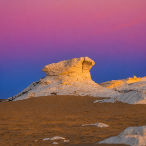 Desert hoodoo at sunset glow