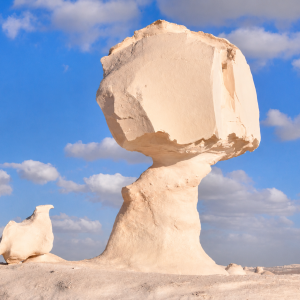 Desert rock formations under clear skies
