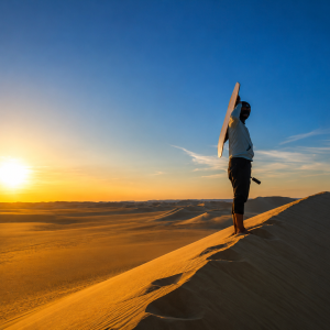 Desert sunset and sandboarding adventure