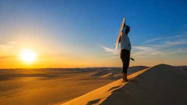 Desert sunset and sandboarding adventure