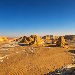 Desert valley with sandstone formations