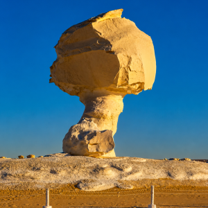 Golden hour at desert rock formation