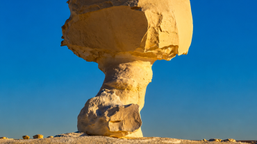 Golden hour at desert rock formation