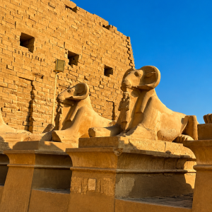 Ram-headed sphinxes at ancient temple