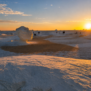Serene sunset over a white desert