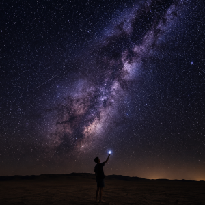 Starry exploration in the desert night