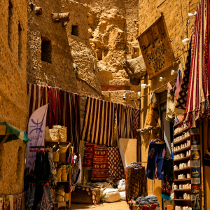 Traditional desert market alley scene