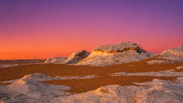 Twilight over desert rock formations